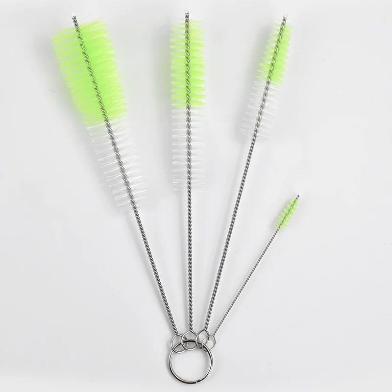 Bebelo 4-Piece Stainless Steel Handheld Cleaning Brush Set for Coffee Machine Spout Test Tube Straw-Perfect All-Season