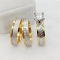 Wholesale 3pcs Wedding Engagement Rings Set 18k Gold Plated Jewelry Promise Couple Rings