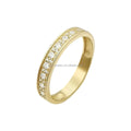 Gold Finger Ring Women's Jewelry with Cubic Zircon Stone Wholesale 9K Real Yellow Engagement Bands or Rings 2 Pcs Claw Setting