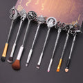 YUE 8PCS Metal Makeup Brush Game of Thrones Luxury Handle Travel Eye Shadow Smudge Blush Makeup Brush Set