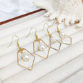 Natural Gemstone Gold Plated Earrings Handmade Jewelry Freshwater Pearl Pendant Hook Earrings Boho Jewelry for Women Party Gift