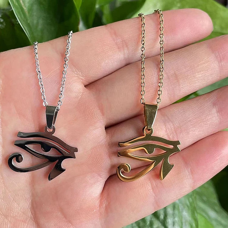 Simple and Smooth Eye of Horus Pendant of Ancient Egyptian Pharaoh Religious Charm Jewelry Necklace