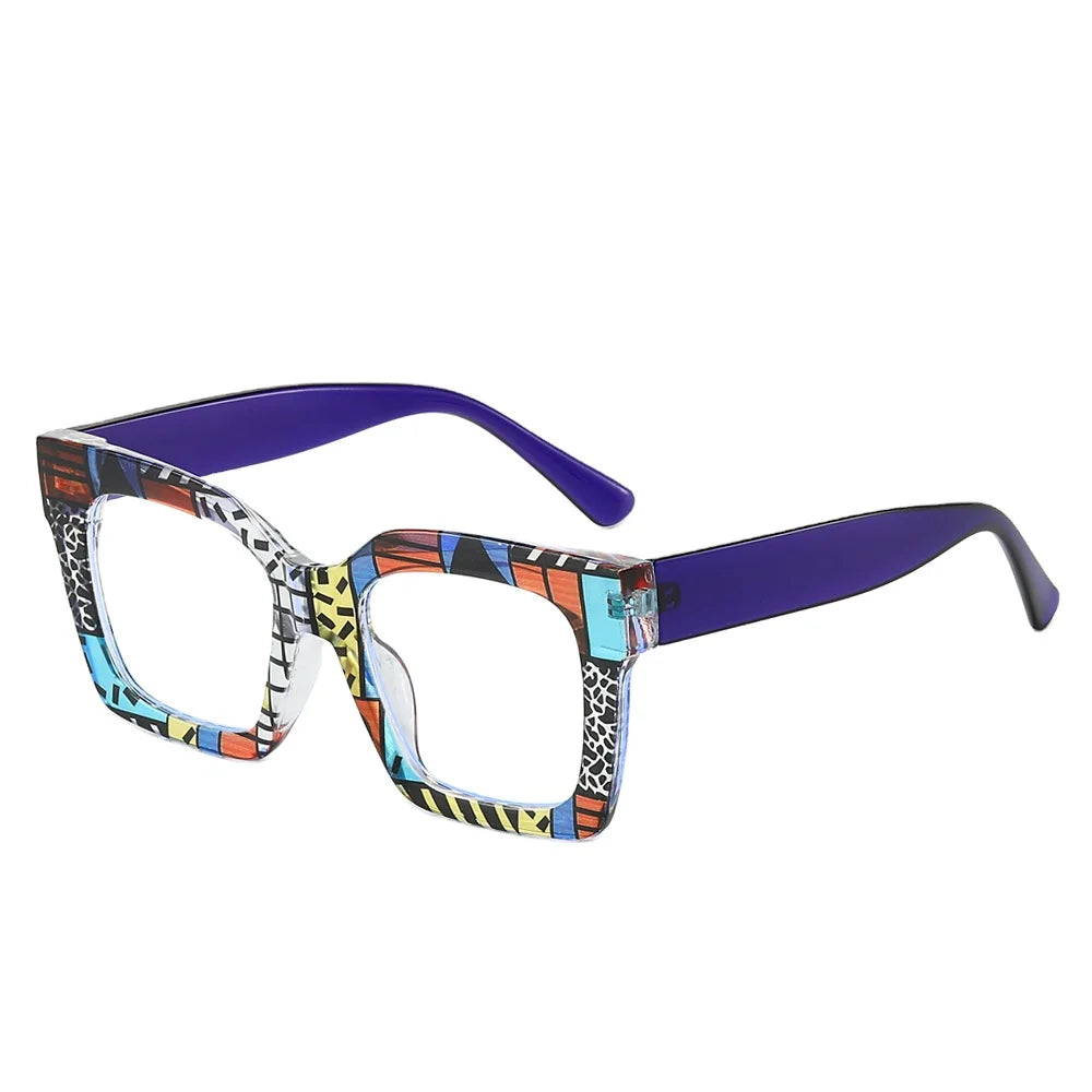 2025 New Color Pattern Large Frame Anti-blue Light Plain Glasses Frame