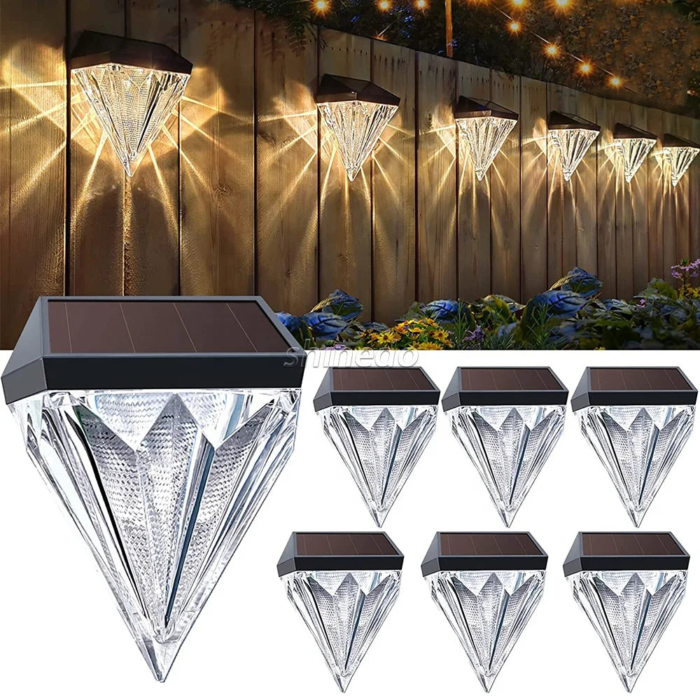 IP65 Rated Solar Fence LED Lights Warm White Solar Panel Powered Garden Fence Decoration Porch Stair Landscape Lighting