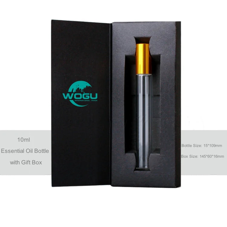 High-end Gift-box10ml Round Tall Thin Eye Serum Cosmetic Packaging Empty Essential Oil Roll on Roller Ball Perfume Bottles