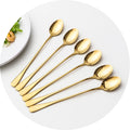 Factory Price Long Ice Scoop Teaspoon Latte Gold Spoon Rose Gold 304 Stainless Steel Set
