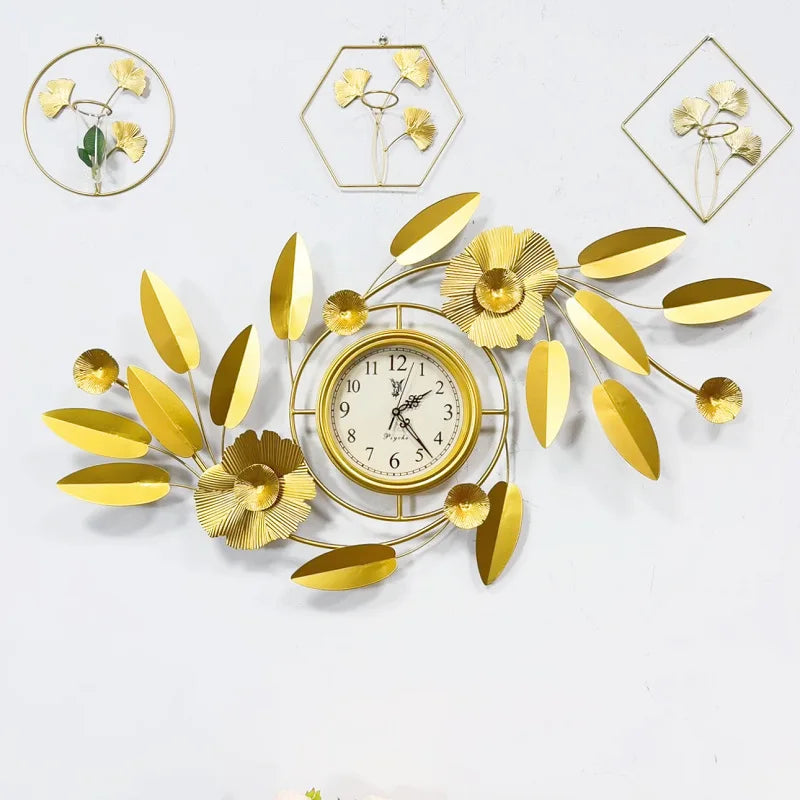 Modern 3D Metal Wall Clock High Quality Flower Design for Home Hanging Decoration for Living Room Bedroom Nature Inspired China