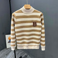 Factory Wholesale Handsome Men's Sweater Autumn Winter Striped Stitch Pullover Turtleneck Long Sleeve Knitted Sweater for Men