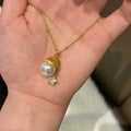 Christmas Gift Cute Christmas Hat Imitation Pearl 10mm 18K Gold Plated Women's Pendant Necklace with Universal Buckle Design