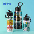 Wholesale Custom Sublimation Blanks 32oz Stainless Steel Water Tumblers with Wide Mouth for Straw Lid and Rotating Handle