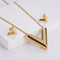 Elegant Women V Shape Earings and Necklace Accessories Fashion Jewelry Set