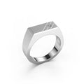 Wholesale Custom 925 Sterling Silver Men's Rings Minimalism Signet Ring Simple Zircone Rectangle Ring for Men