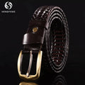 Wholesale New Style Adjustable Luxury Alloy Metal Buckle Custom Comfortable Cowhide Genuine Leather Knitted Belt