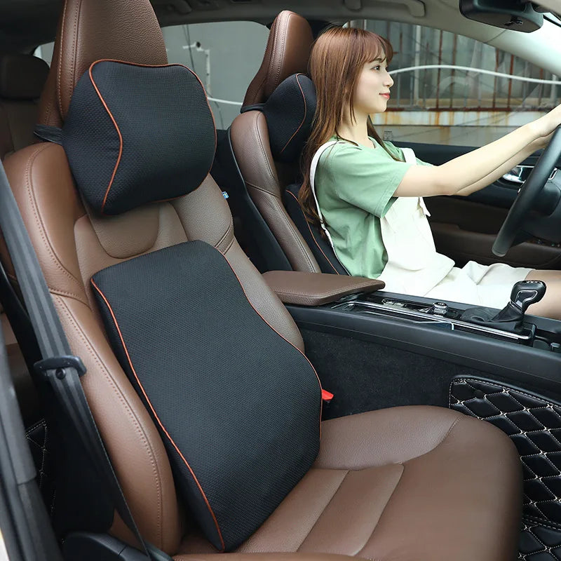 Upgrade Car Seat Cushion Office Ergonomic Lumbar Pillow Space Memory Foam Back Support Cushion Set