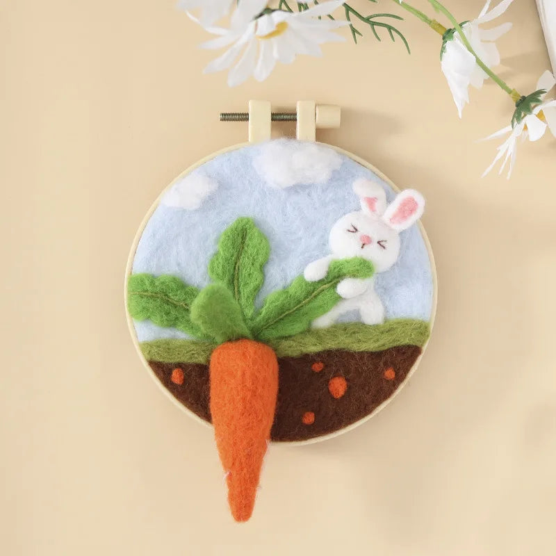 CHENISTORY DIY Wool Felting Painting Embroidery Frame Handmade Needle Wool Painting Picture Canvas Home Decors Crafts Gift