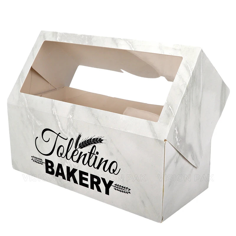 Manufacturer Customized Logo Craft Donut Boxes Window PVC Take Away Food Paper Packaging