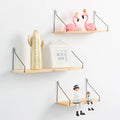 Modern Multi-Function Solid Floating Wood Metal Wall Shelf for Bathroom Home Storage Wall Mounted Storage Shelves