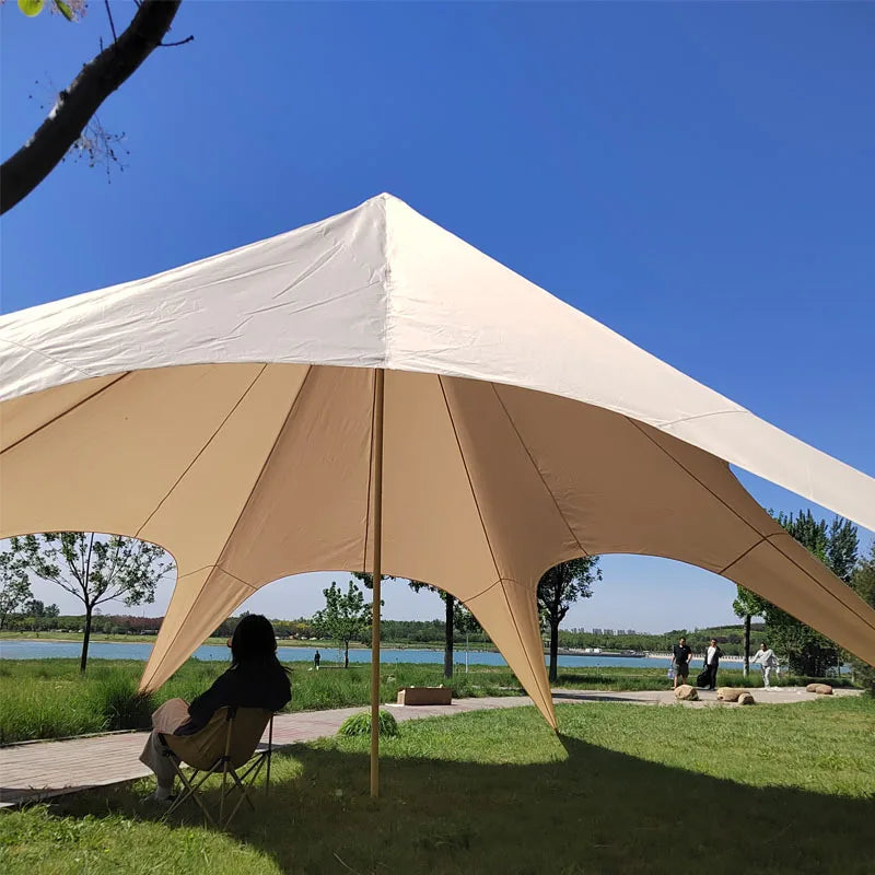 Large Size 10m 15m 20m Outdoor Camping Waterproof Oxford Fabric Peaks Canopy Star Sunshade Tarps for Event