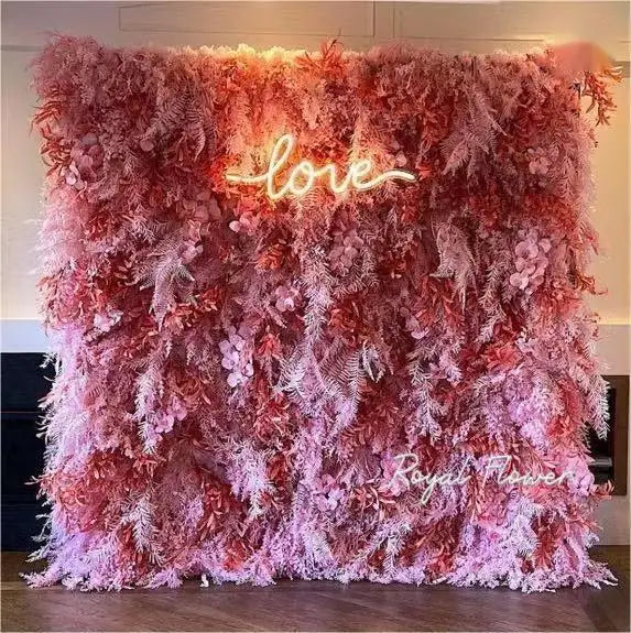 5d High Quality Silk Wedding Event Floral Artificial Rose Flower Wall Decor 8ft X 8ft Home Party Decoration Stage Backdrop