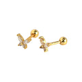 925 Silver Jewelry Minimalist Young Girls Teenagers Helix Earring Tiny Zircon Gold Plated Butterfly Stud Earrings