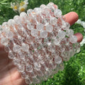 8mm Fashion Jewelry Nature Crystal Stones Cracked Clear Quartz Bracelets for Women