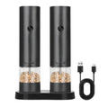 Electric New Smart USB Salt Electric Salt and Pepper Shaker Rechargeable Pepper Grinder Mill Set