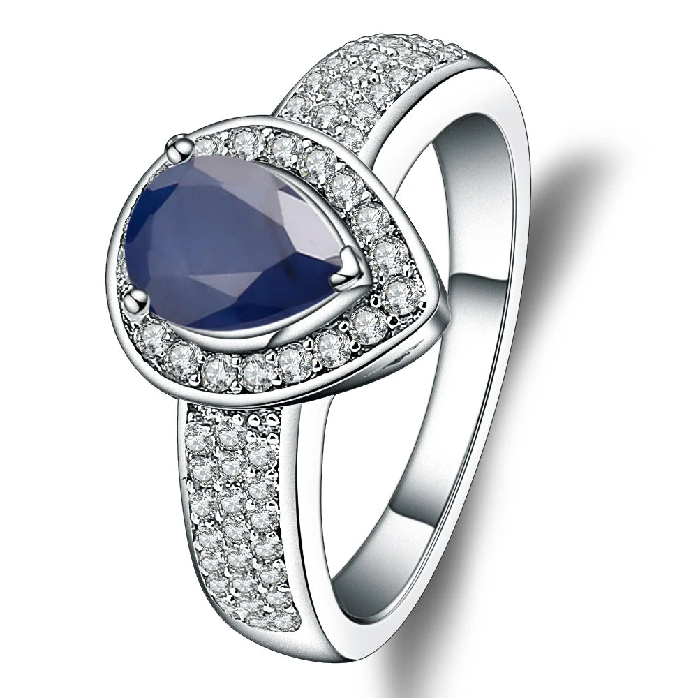 C472 Abiding Shield Long Lasting Plating Tarnish Free Fine Jewelry Wholesale Diffusion Sapphire Custom Sterling Silver Ring