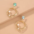 Hot Sale Natural Abalone Multi-layer Circle Ear Studs Pearl Earrings Jewelry for Women