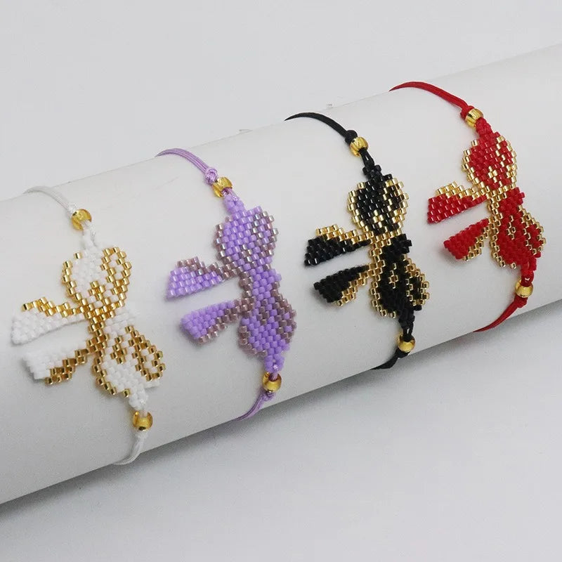 Handmade Bohemian Style Miyuki Beaded Bracelet Adjustable Bracelet White Bead butterfly Design Personalized Fashionable Gift
