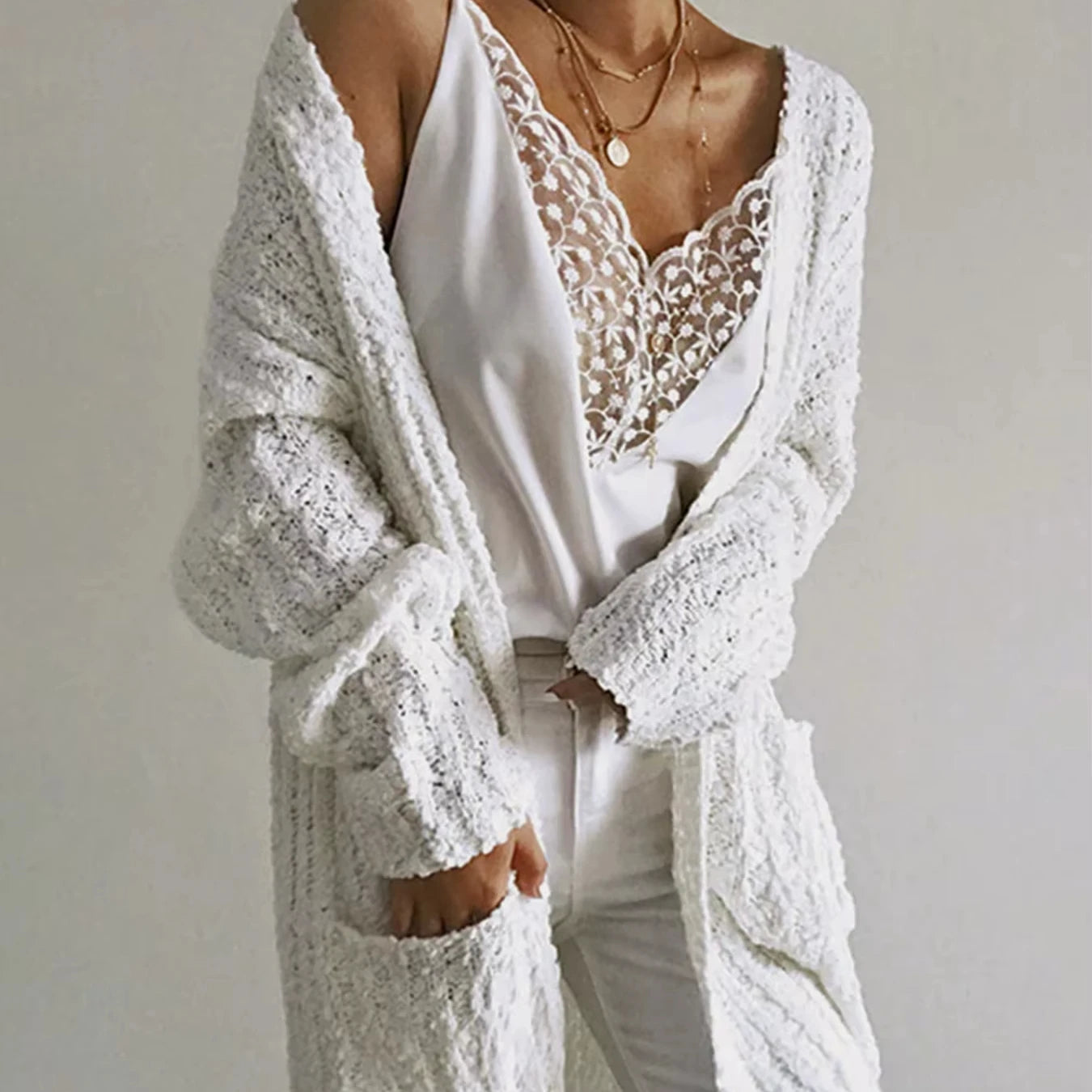 Women's Fashion Long Cardigan Coat for Spring Autumn and Winter
