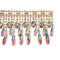Pink Clear AB Rhinestone Tassel Trimming Fringe Chain Sew-On Technique for Carnival Performance Dress Deco Oval Drop Resin Stone