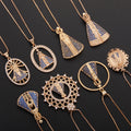 Vintage Design Rosaries Religious Catholic Jesus 18k Gold Plated Inlaid CZ Zircon Pendant Necklace Factory Directly Custom