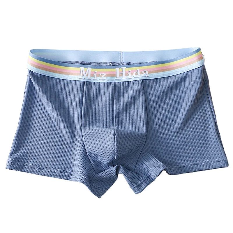 2024 Summer Customized Men's Boxer Shorts Ultra-Thin Ice Silk Breathable Pure Cotton Printed Letter Four Corner Flat Angle Adult