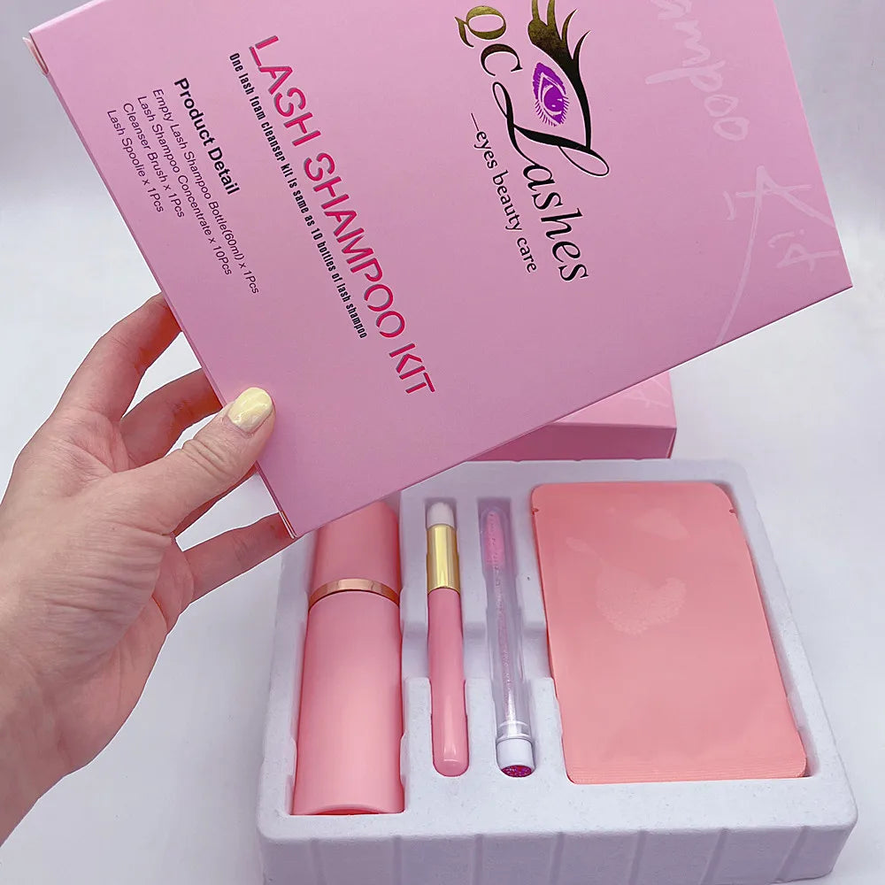 Hot Selling 60ml Lash Shampoo Bottle Private Label Eyelash Bath and Brush Kit Oil-Free Lash Concentrate Shampoo Kit