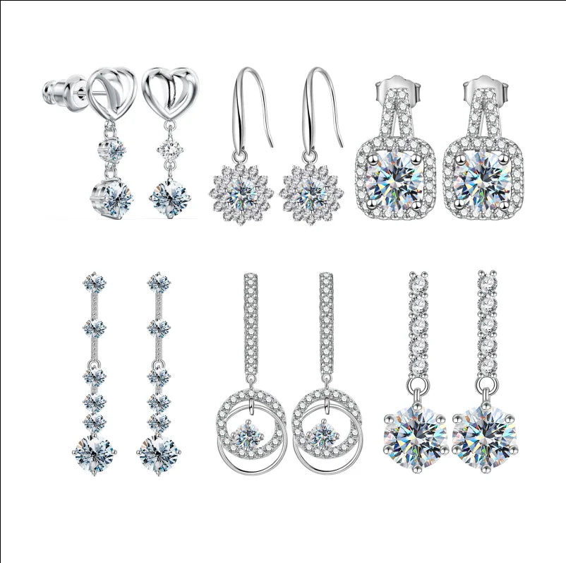 Wholesale 925 Sterling Silver Gra Certified Diamond Flower Cluster Dangle Drop Moissanite Earrings Women Engagement Fine Jewelry