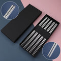 In Stock New Custom Personalized Long Gold Stainless Steel Chopsticks Set Cheap with Gift Box for Sushi