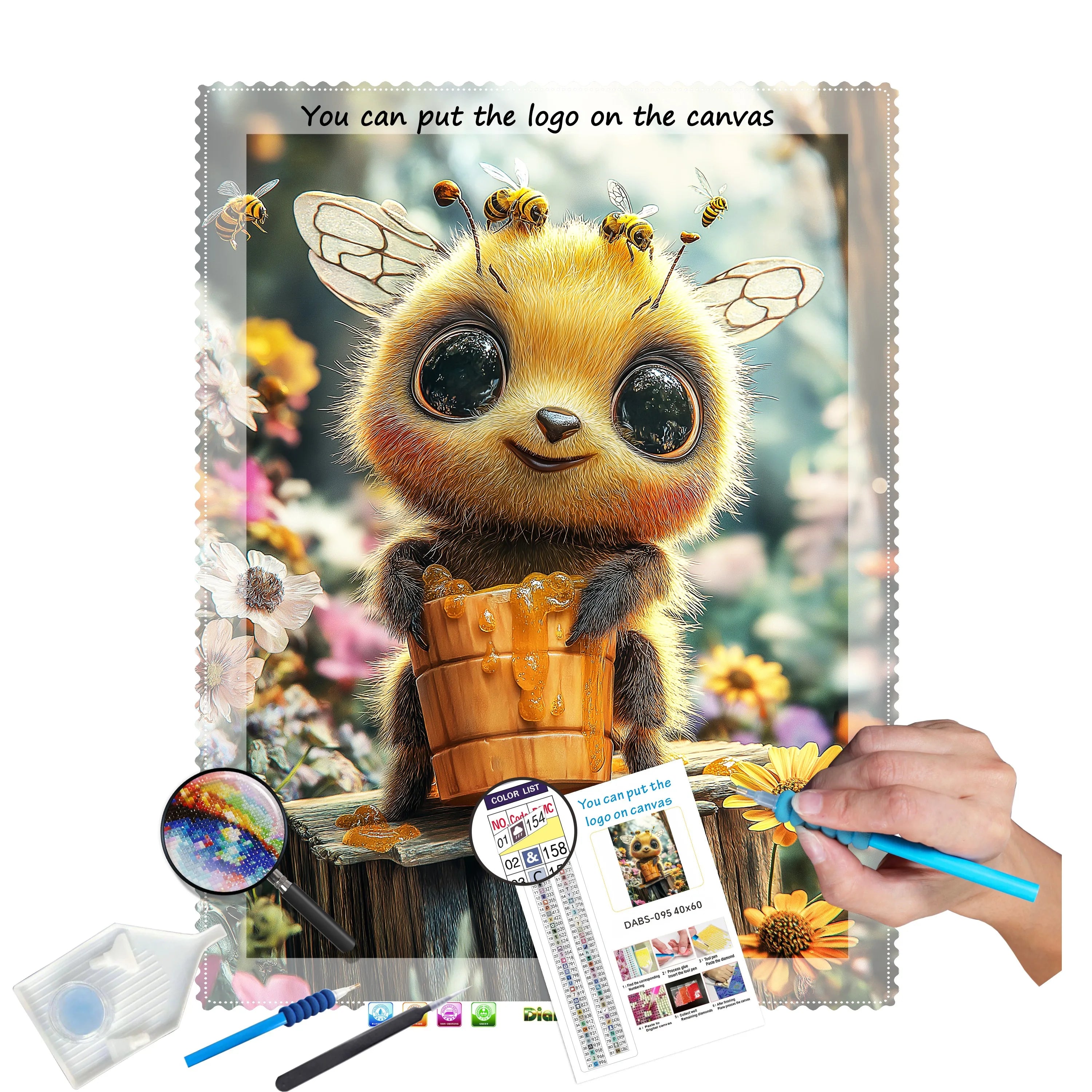 N-2198 Custom 30x40cm Diamond Art Painting Set Round/Square Drills Bee Diamond Painting Animal Subject