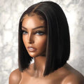 Brazilian 13x4 Transparent Lace Front Human Hair Wig Pre Plucked Bone Straight Short Bob Wig 4x4 Lace Closure Wigs for Women