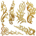 Ethnic Costume Dress Iron-on Applique Patch Embroidery With Shiny Gold Silver Yarn Retro Hollow Geometric Hotfix Patch Stickers