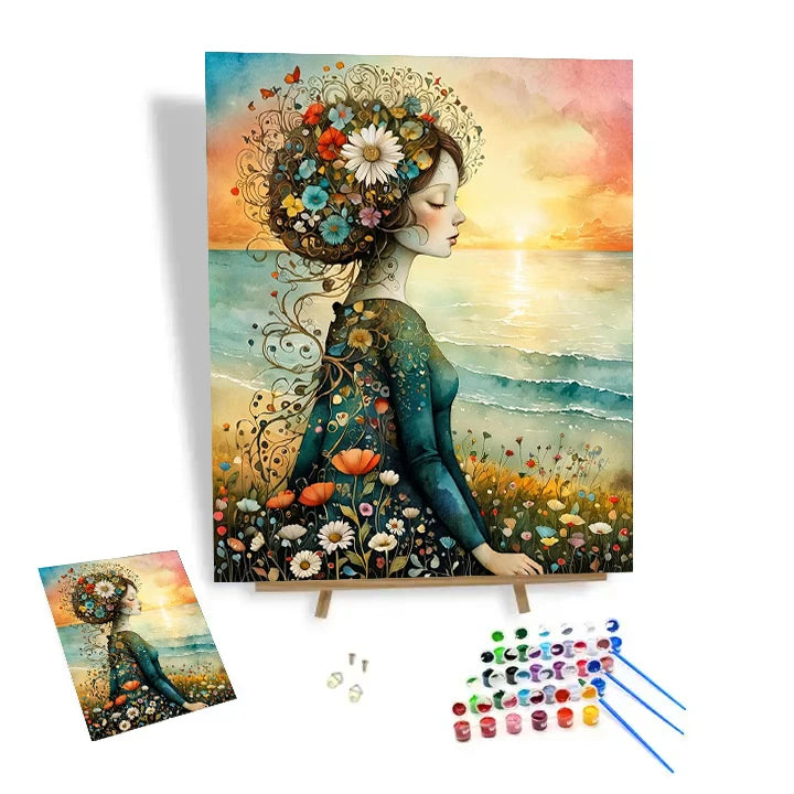 Hot Sale Anime Painting by Numbers Flower Girl Paint by Numbers Kit 24 Colors Painting by Numbers Custom