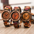 For Men's Fashion Charm Quartz Watch with Colorful Wooden Strap Pointer Dial Eco-Friendly Packaging and MIYOTA Movement