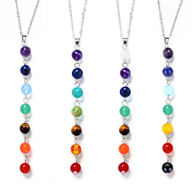 Wholesale Seven Chakra Pendant Necklace Women Men Custom Size Metal Alloy Chains Plated Buddhism Jewelry Wholesale Packaged Bags