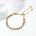 European Popular Multilayer Natural Stone Crystal  Gold Plated Adjustable Triple Layer Crystal Beads Chain