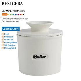 BESTCERA Hot Sale Ceramic Butter Crock Kitchenware Cheese Container Butter Box Ceramic Butter Keeper with Lid