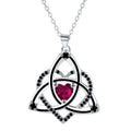 Custom NIGHTCRUZ Witches Knot Ruby Black Zircon Heart Necklace Celtic Triquetra Rhodium Plated Brass Silver Engagement Pendant