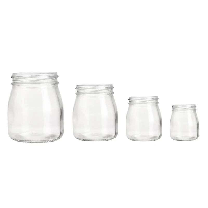 Vertical Grain Glass Bottle 100ml 120ml 150ml 200ml Pudding Glass Jar Screw Transparent Glass Yogurt Cup Screen Printing Jelly