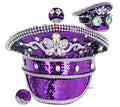 Ecoparty Women Sequin Burning Bride Hat Luxury Bridal Captain Sergeant Hat Octagonal Rhinestone Festival Birthday Part Hat