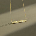 VIANRLA 925 Sterling Silver bar Necklace 18k Gold Plated Gold Hammered Rectangle Pendant Necklace