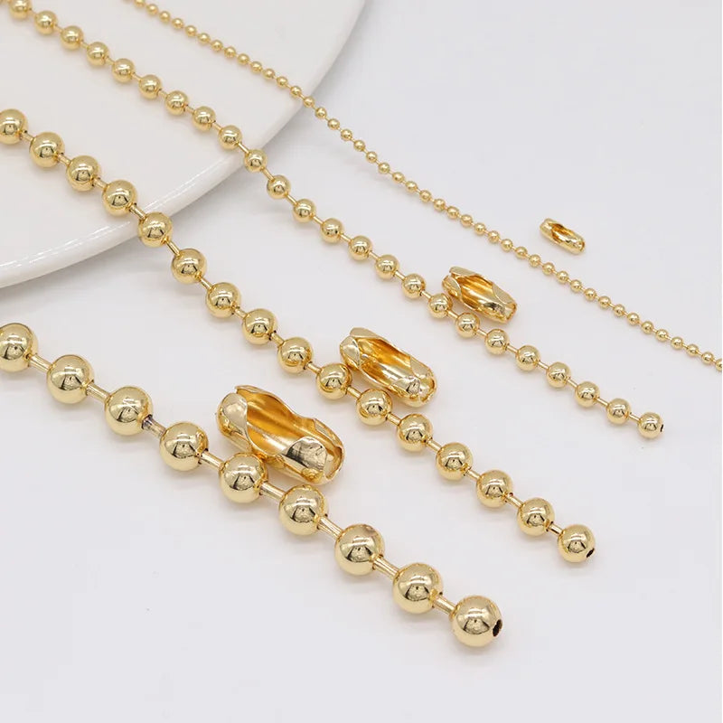 Wholesale 14K Gold Silver Plated 2mm 4mm 6mm 8mm 10mm Beads Chain Ball Chain for Jewelry Making Accessories