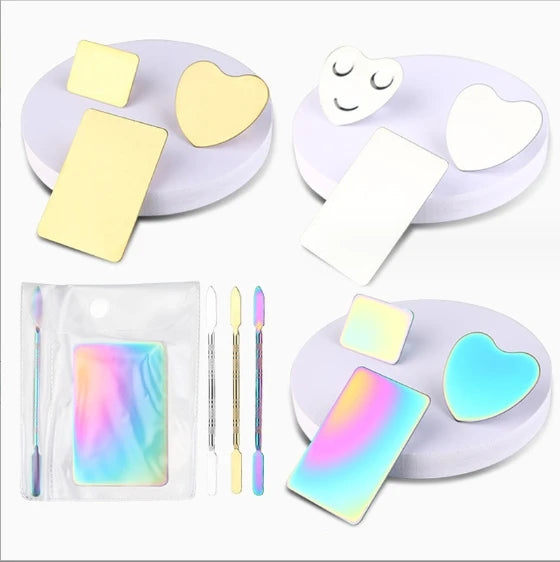 Hand Makeup Mixing Palette Handheld Palette Clear Makeup Cosmetic Tray Nail Art Manicure Palette with Spatula